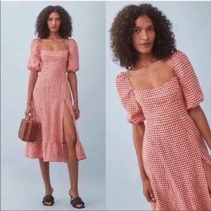 NWOT Reformation Belgium Linen Dress in Gingham